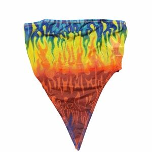 Multicolor Flame mesh strapless Top